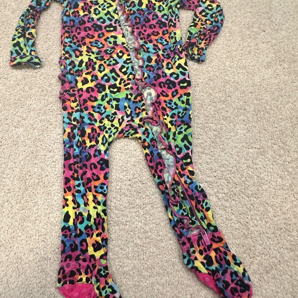 Red and Pink Footie One Piece with Vibrant Design